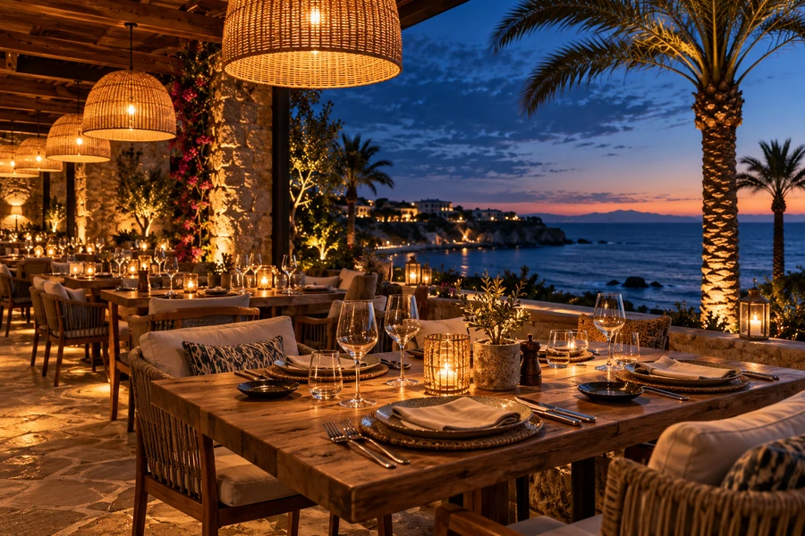 Restaurante junto al mar creado con IA